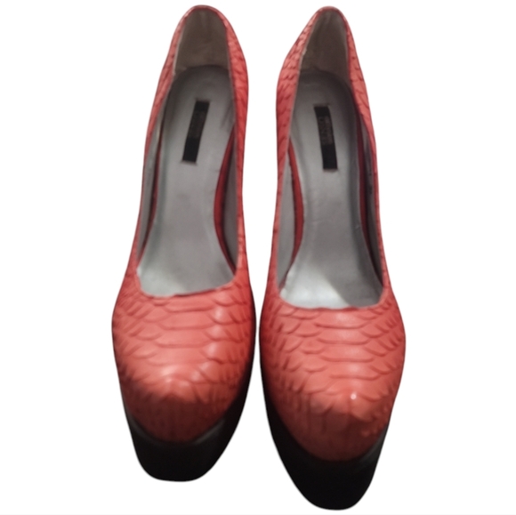 Senso diffusion Zaki coral black snakeskin print platform wedges heels 39 9 nwob - Picture 3 of 7